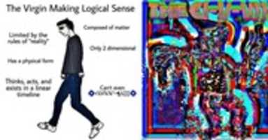 Free download The Virgin Making Logical Sense vs The Chad Nonsense [ Meme ] free photo or picture to be edited with GIMP online image editor